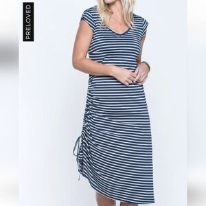 Toad&Co Navy and White Striped Muse Dress S